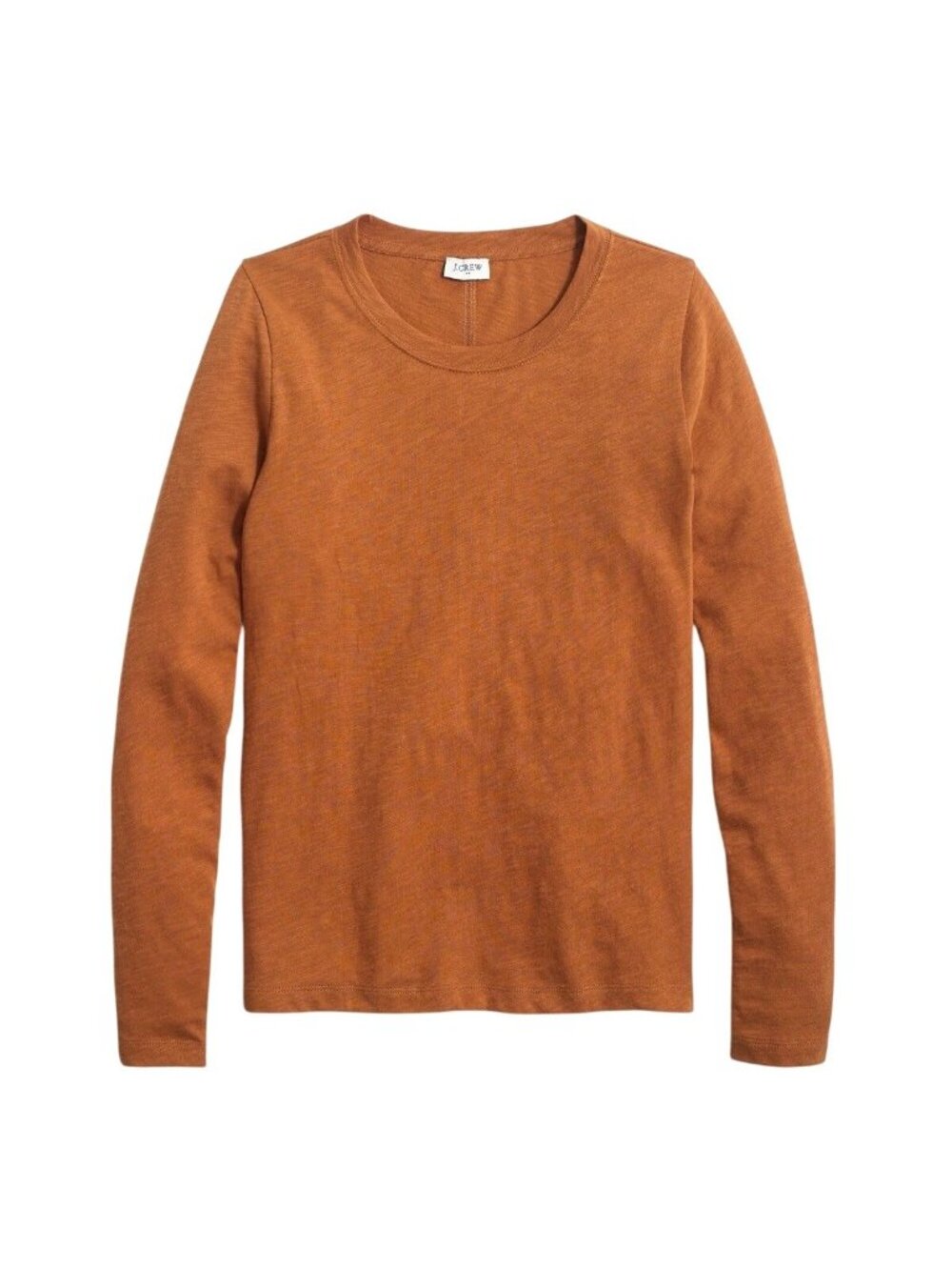 J Crew Girlfriend Long Sleeve Tee~Size S~Copper Fall Burnt Orange Cotton L10 04